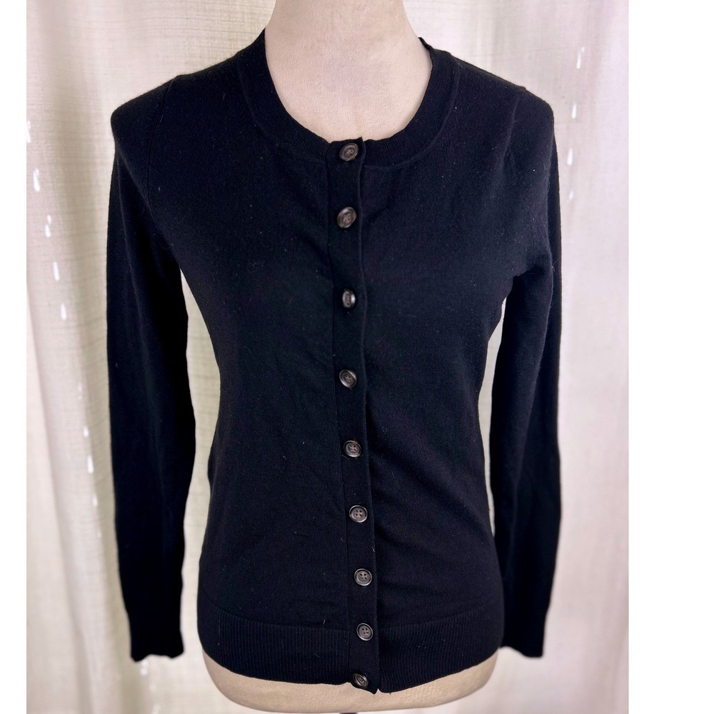 Banana Republic Cardigan Black Extra Fine Merino Wool Women's Size Small